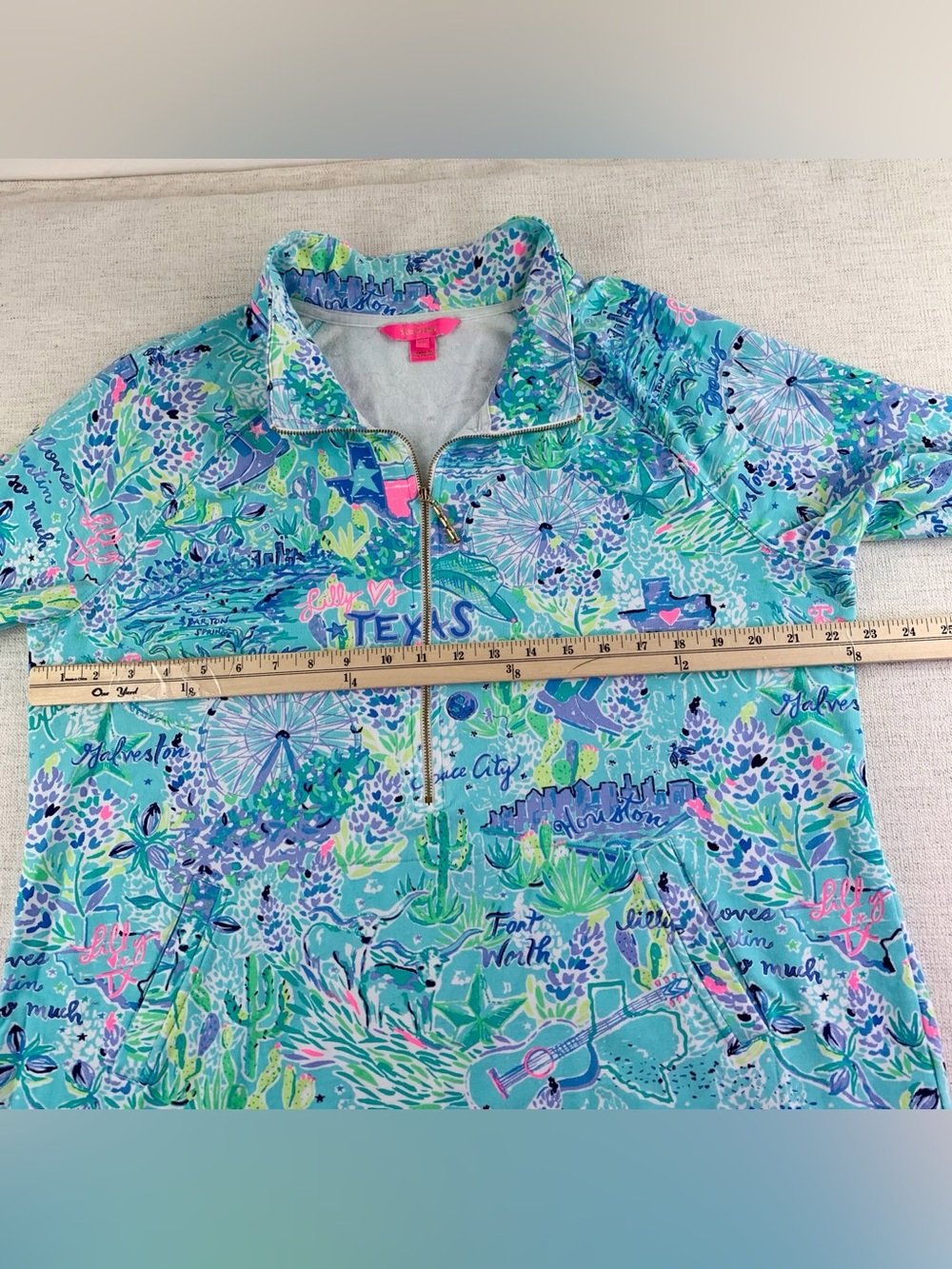 Lilly Pulitzer Bayside Blue Lilly Loves Texas UPF 50 Skipper Popover quarter zip - Picture 6 of 10